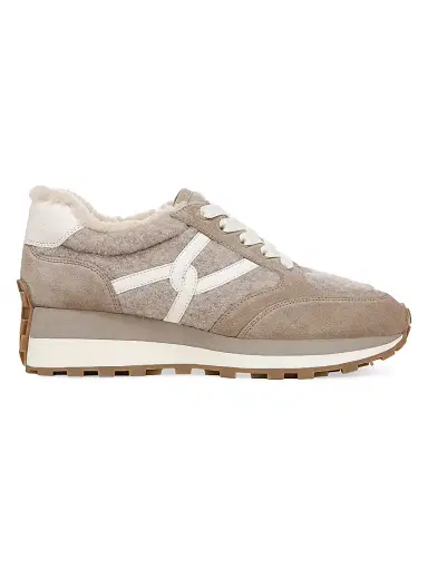 Veronica Beard Women's Valentina-3 Shearling-Lined Sneakers - Cobblestone - Size 13 | Thumbnail 1 Veronica Beard Women's Valentina-3 Shearling-Lined Sneakers - Cobblestone - Size 13 | Thumbnail 1