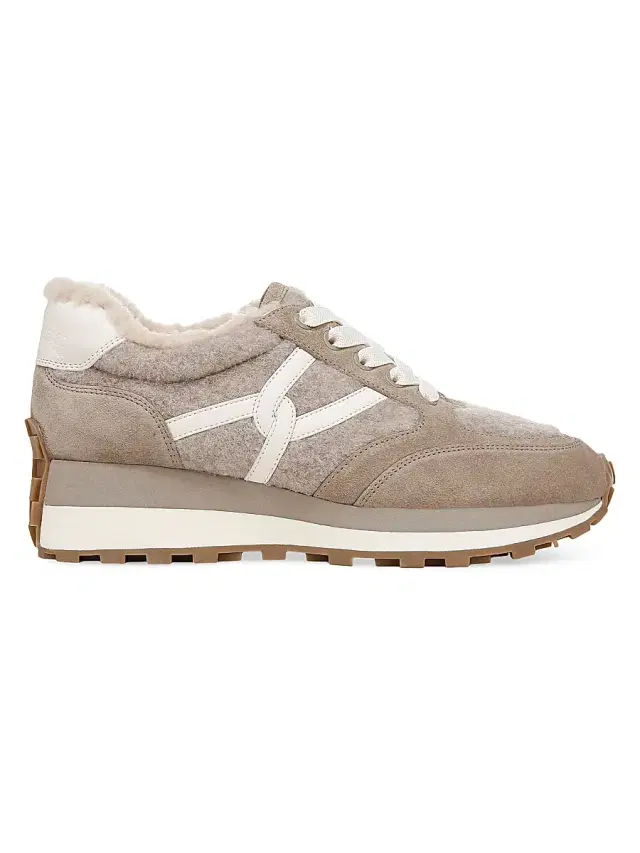 Veronica Beard Women's Valentina-3 Shearling-Lined Sneakers - Cobblestone