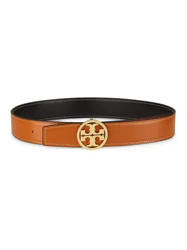 Tory Burch Women's Miller Smooth Reversible Leather Belt - Black Whiskey Gold - Size XS | Thumbnail 2 Tory Burch Women's Miller Smooth Reversible Leather Belt - Black Whiskey Gold - Size XS | Thumbnail 2