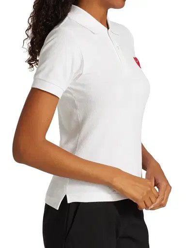 Comme des Garçons PLAY Women's Embroidered Heart Polo Shirt - White - Size Large | Thumbnail 3 Comme des Garçons PLAY Women's Embroidered Heart Polo Shirt - White - Size Large | Thumbnail 3