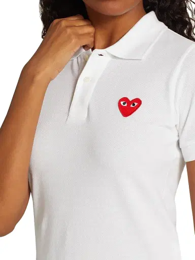 Comme des Garçons PLAY Women's Embroidered Heart Polo Shirt - White - Size Large | Thumbnail 5 Comme des Garçons PLAY Women's Embroidered Heart Polo Shirt - White - Size Large | Thumbnail 5