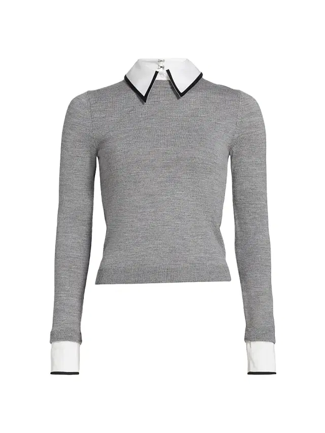 ALICE + OLIVIA Women's Porla Collared Sweater - Medium Heather Grey