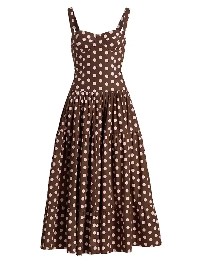 Women's Santiago Cotton Midi-Dress - Joelle Dot Brown