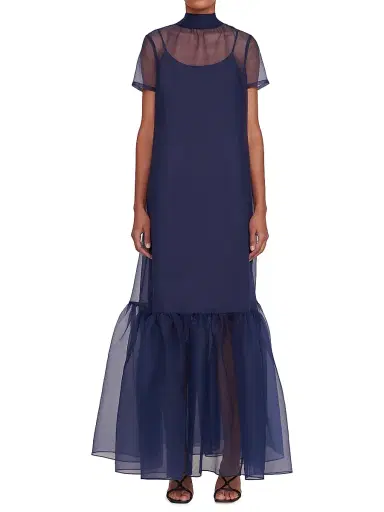 Staud Women's Calluna Bow-Back Organza Gown - Navy - Size Small | Thumbnail 3 Staud Women's Calluna Bow-Back Organza Gown - Navy - Size Small | Thumbnail 3