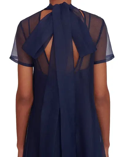 Staud Women's Calluna Bow-Back Organza Gown - Navy - Size Small | Thumbnail 6 Staud Women's Calluna Bow-Back Organza Gown - Navy - Size Small | Thumbnail 6