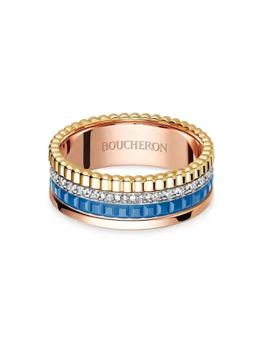 Boucheron Women's Quatre Blue Edition Tri-Tone 18K Gold, HyCeram & 0.24 TCW Diamond Ring | Thumbnail 1 Boucheron Women's Quatre Blue Edition Tri-Tone 18K Gold, HyCeram & 0.24 TCW Diamond Ring | Thumbnail 1