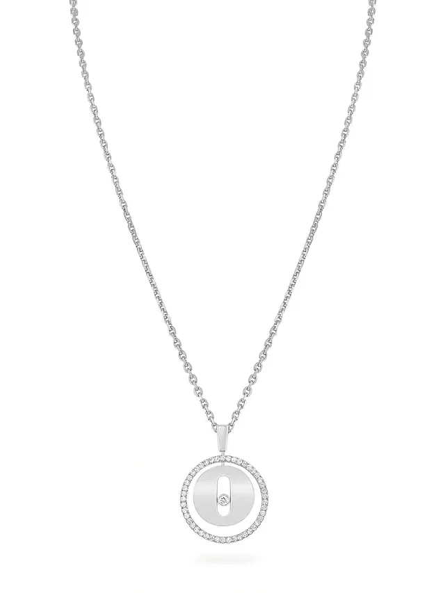 Women's Lucky Move PM 18K White Gold & Diamond Pendant Necklace - White Gold