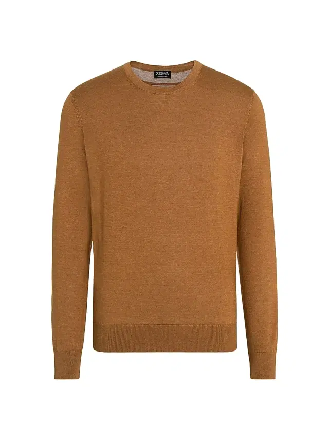 ZEGNA Men's Cashseta Crewneck - Foliage Melange