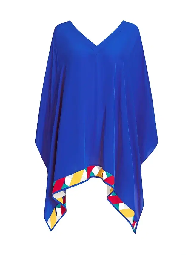 Women's Tulum Poncho Coverup - Royal Blue