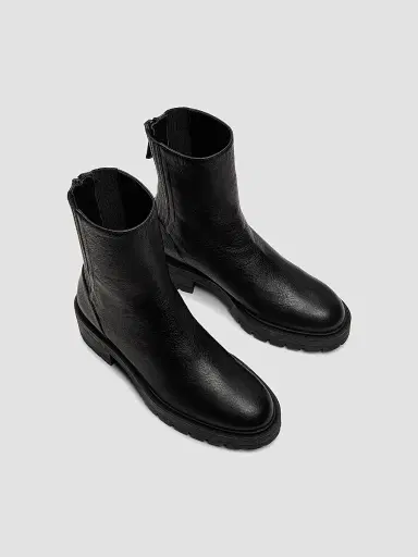 Aquazzura Women's Saint Honore Leather Combat Booties - Black - Size 5.5 | Thumbnail 4