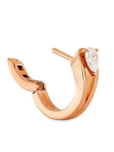 Repossi Women's Serti Inversé 18K Rose Gold & Diamond Single Hoop Earring - Rose Gold | Thumbnail 3