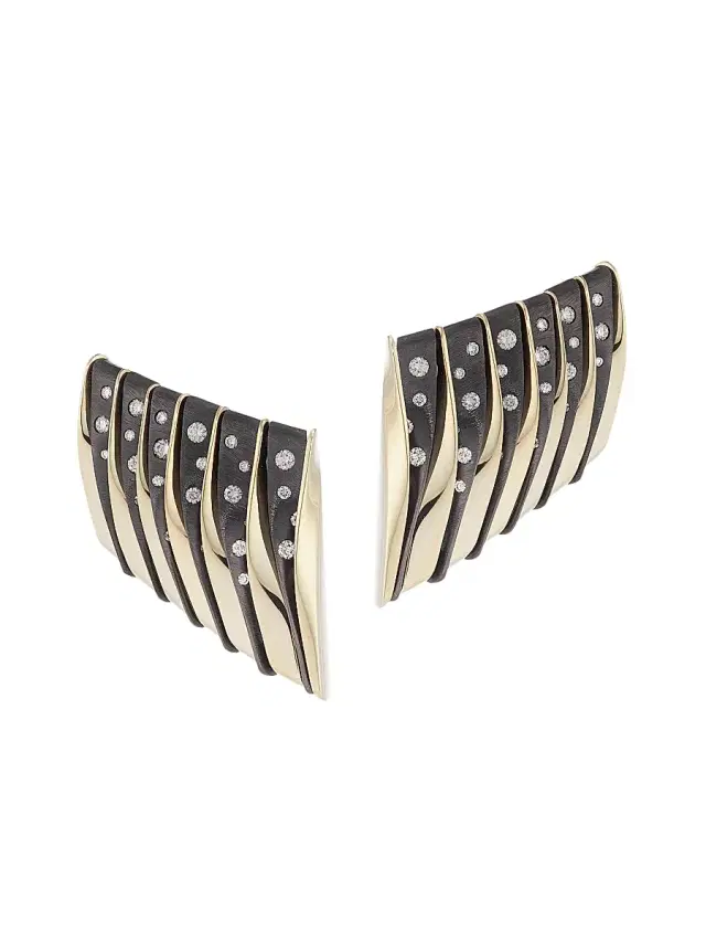 Women's Coucher De Soleil 18K White Gold, Bronze & White Diamond Earclips - White Gold