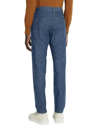 Zegna Men's Rinse-Washed Cotton and Linen Roccia Jeans - Blue - Size 38 | Thumbnail 4