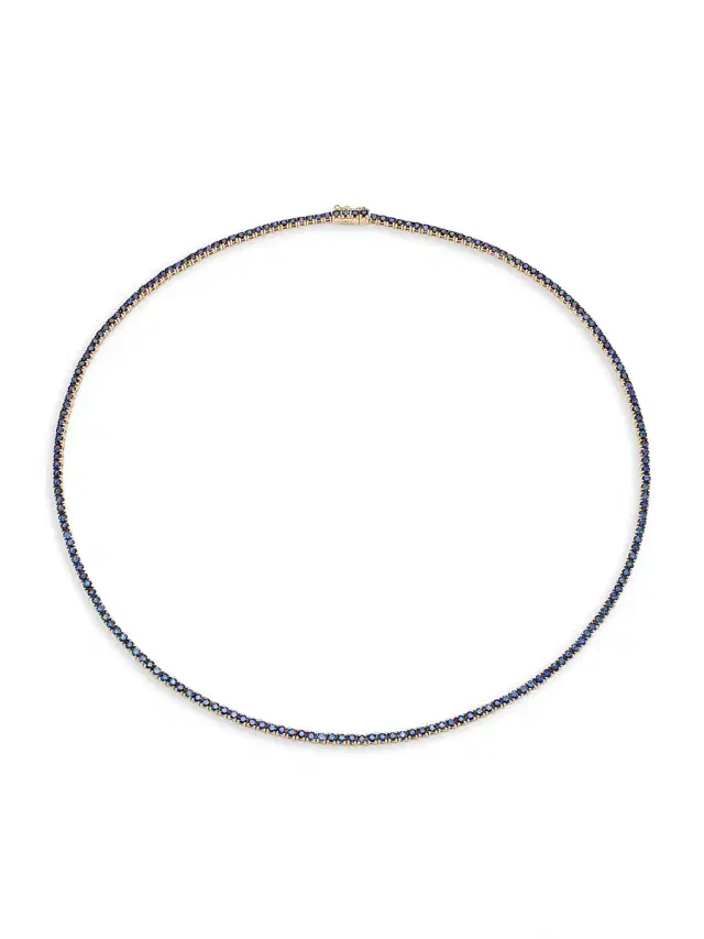 Women's Hepburn 18K Yellow Gold & Blue Sapphire Tennis Necklace - Yellow Gold