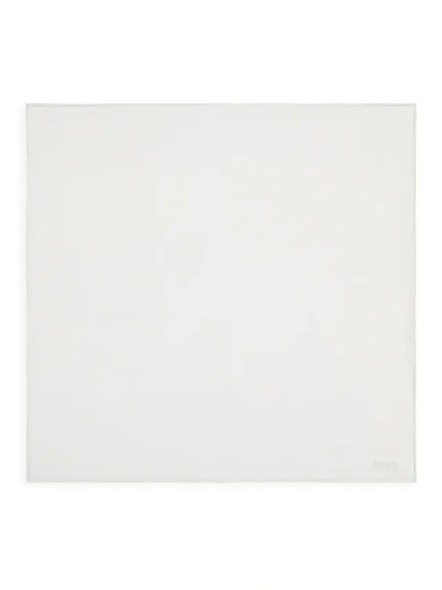 Men's Cotton and Silk Pocket Square - White