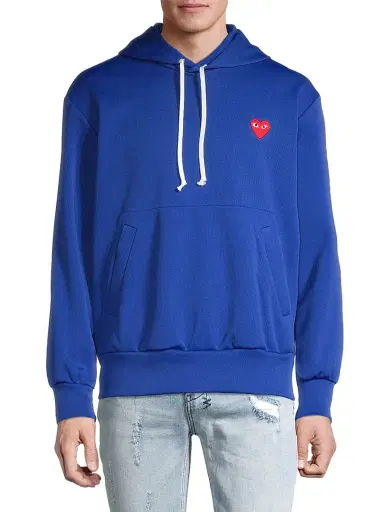 Comme des Garçons PLAY Men's Red Heart Pullover Hoodie Sweatshirt - Navy - Size Medium | Thumbnail 3