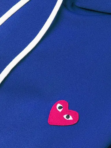 Comme des Garçons PLAY Men's Red Heart Pullover Hoodie Sweatshirt - Navy - Size Medium | Thumbnail 6