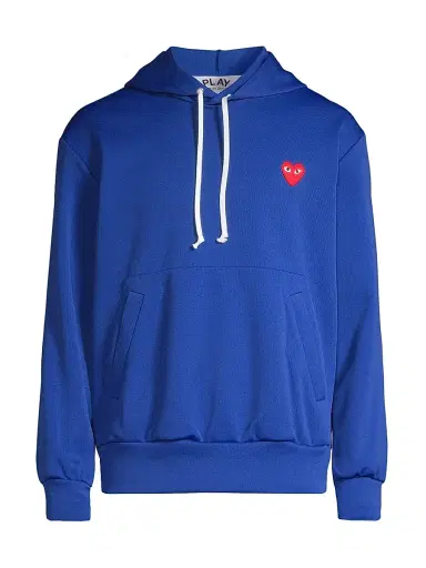 Comme des Garçons PLAY Men's Red Heart Pullover Hoodie Sweatshirt - Navy - Size Medium | Thumbnail 1