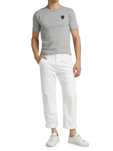 Comme des Garçons PLAY Men's Play Double Heart T-Shirt - Grey - Size Small | Thumbnail 2