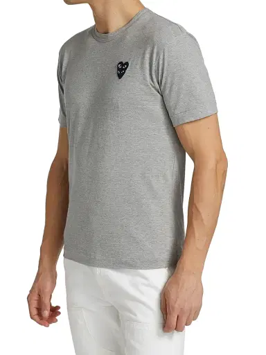 Comme des Garçons PLAY Men's Play Double Heart T-Shirt - Grey - Size Small | Thumbnail 4