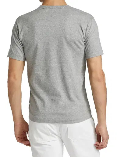 Comme des Garçons PLAY Men's Play Double Heart T-Shirt - Grey - Size Small | Thumbnail 5