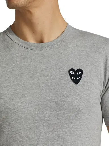 Comme des Garçons PLAY Men's Play Double Heart T-Shirt - Grey - Size Small | Thumbnail 6