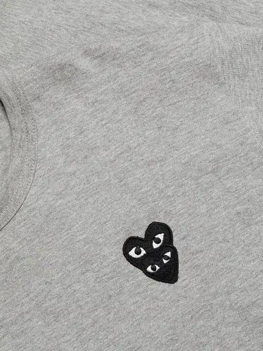 Comme des Garçons PLAY Men's Play Double Heart T-Shirt - Grey - Size Small | Thumbnail 7