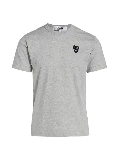 Comme des Garçons PLAY Men's Play Double Heart T-Shirt - Grey - Size Small | Thumbnail 1