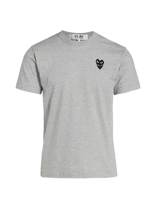 Men's Play Double Heart T-Shirt - Grey - Size Small