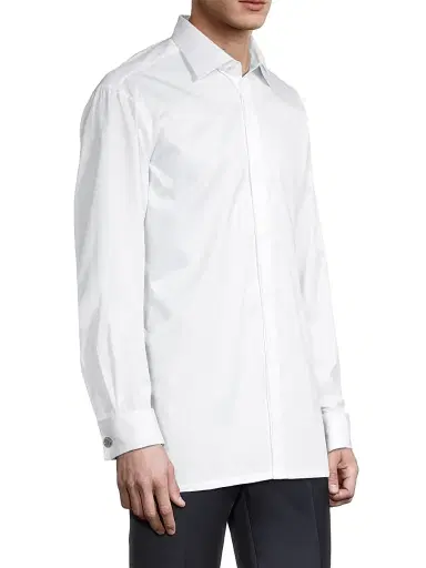 Charvet Men's Hidden Placket Formal Shirt - White | Thumbnail 4 Charvet Men's Hidden Placket Formal Shirt - White | Thumbnail 4