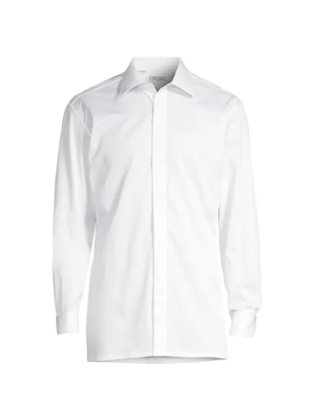 Charvet Men's Hidden Placket Formal Shirt - White