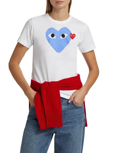 Comme des Garçons PLAY Women's Double Heart T-Shirt - Blue - Size XS | Thumbnail 3