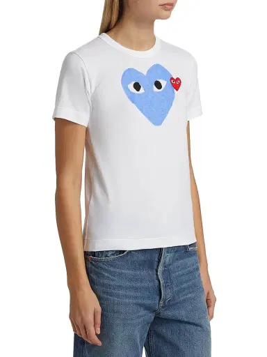 Comme des Garçons PLAY Women's Double Heart T-Shirt - Blue - Size XS | Thumbnail 4