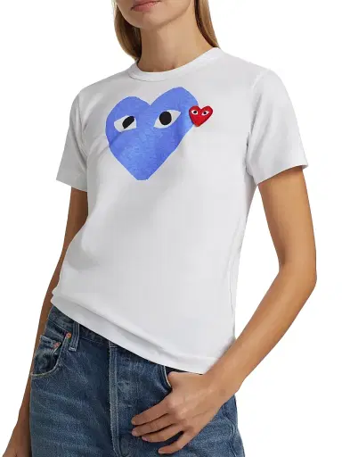 Comme des Garçons PLAY Women's Double Heart T-Shirt - Blue - Size XS | Thumbnail 6
