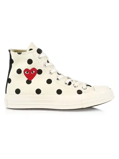 Comme des Garçons PLAY CdG PLAY x Converse Men's Chuck Taylor All Star Polka Dot High-Top Sneakers | Thumbnail 1 Comme des Garçons PLAY CdG PLAY x Converse Men's Chuck Taylor All Star Polka Dot High-Top Sneakers | Thumbnail 1