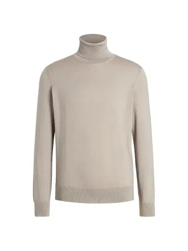 Zegna Men's Cashseta Turtleneck Sweater - Light Taupe - Size 50 | Thumbnail 1