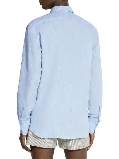 Zegna Men's Linen Shirt - Light Blue - Size XXXL | Thumbnail 3 Zegna Men's Linen Shirt - Light Blue - Size XXXL | Thumbnail 3