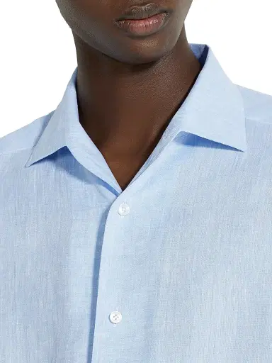 Zegna Men's Linen Shirt - Light Blue - Size XXXL | Thumbnail 4 Zegna Men's Linen Shirt - Light Blue - Size XXXL | Thumbnail 4