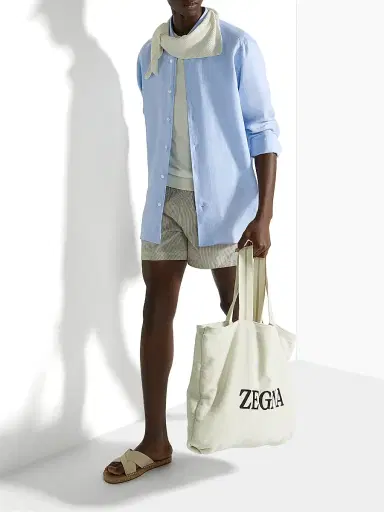 Zegna Men's Linen Shirt - Light Blue - Size XXXL | Thumbnail 5 Zegna Men's Linen Shirt - Light Blue - Size XXXL | Thumbnail 5