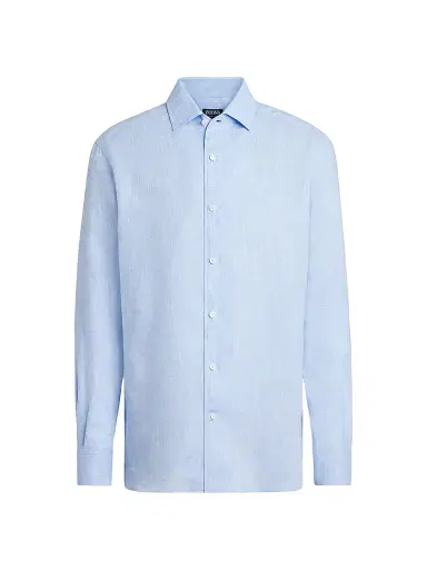Zegna Men's Linen Shirt - Light Blue - Size XXXL | Thumbnail 1 Zegna Men's Linen Shirt - Light Blue - Size XXXL | Thumbnail 1