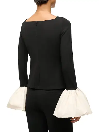 Staud Women's Paige Jersey Contrast-Cuff Top | Thumbnail 4 Staud Women's Paige Jersey Contrast-Cuff Top | Thumbnail 4