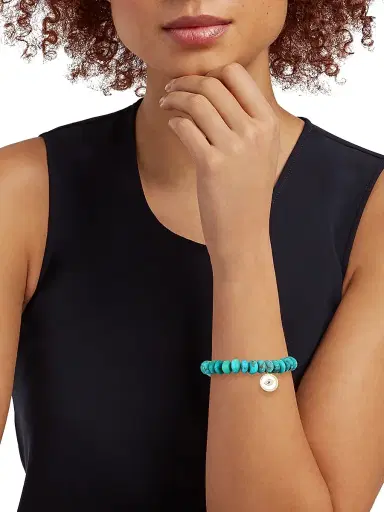 Sydney Evan Women's 14K Yellow Gold, 0.18 TCW Diamond, Sapphire & Turquoise Evil Eye Beaded Bracelet - Turquoise | Thumbnail 2