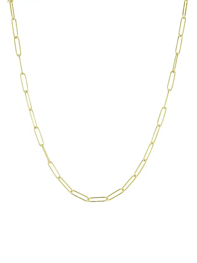 Women's 18K Yellow Gold Paper Clip Link Necklace/18" - Gold
