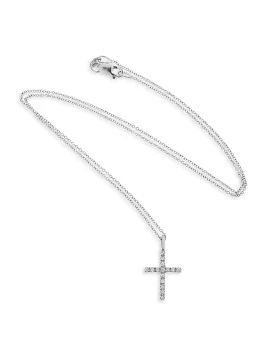 Ileana Makri Women's 18K White Gold & Diamond Cross Pendant Necklace - White Gold | Thumbnail 3