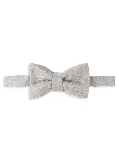 Charvet Men's Large Silk Tonal Bow Tie - Silver | Thumbnail 1