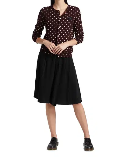 Comme des Garçons PLAY Women's Heart Polka Dot Cardigan - Burgundy - Size XS | Thumbnail 2 Comme des Garçons PLAY Women's Heart Polka Dot Cardigan - Burgundy - Size XS | Thumbnail 2