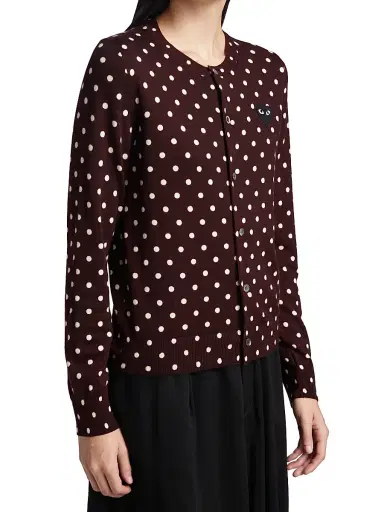 Comme des Garçons PLAY Women's Heart Polka Dot Cardigan - Burgundy - Size XS | Thumbnail 4 Comme des Garçons PLAY Women's Heart Polka Dot Cardigan - Burgundy - Size XS | Thumbnail 4