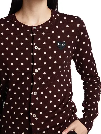 Comme des Garçons PLAY Women's Heart Polka Dot Cardigan - Burgundy - Size XS | Thumbnail 6 Comme des Garçons PLAY Women's Heart Polka Dot Cardigan - Burgundy - Size XS | Thumbnail 6