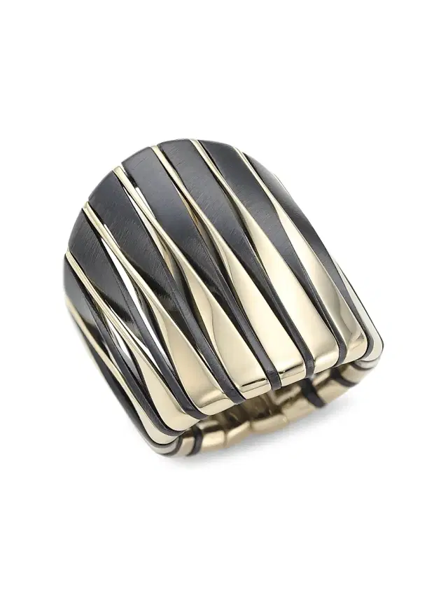 Women's Coucher Du Soleil 18K White Gold & Bronze Tapered Ring - White Gold Bronze