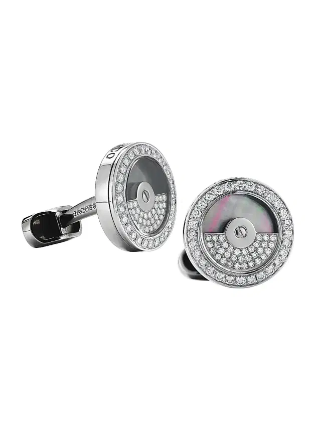 Men's Rotor Diamond, Mother-Of-Pearl & Stainless Steel Cufflinks